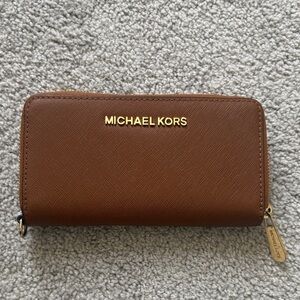 Michael Kors Tan Wallet with Gold Accents